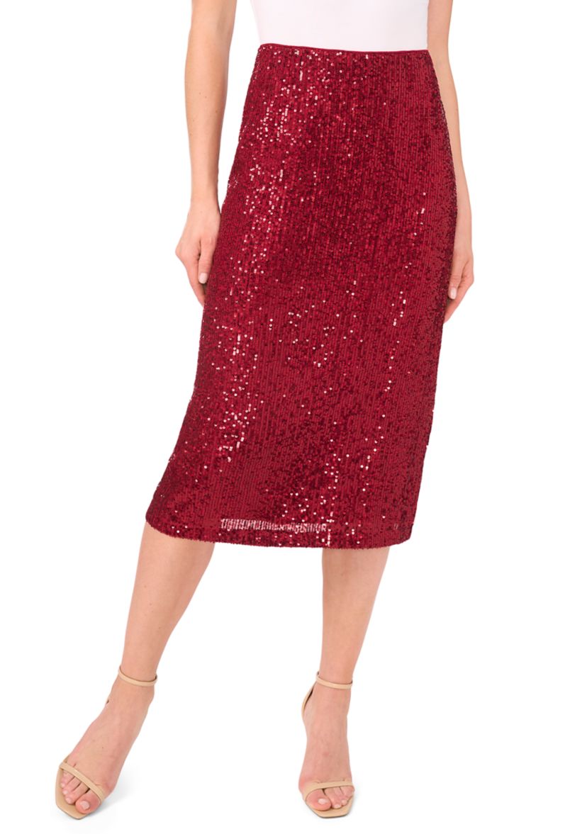 Womens Midi Sequin Skirt