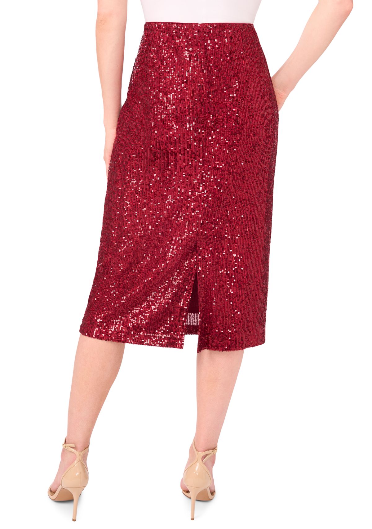 Womens Midi Sequin Skirt