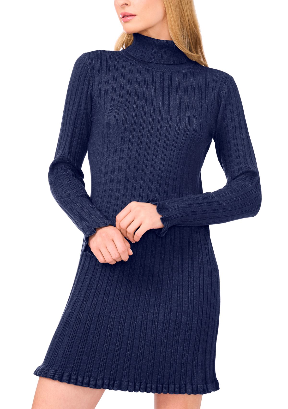 Womens Long Sleeve Turtleneck Sweater Dress