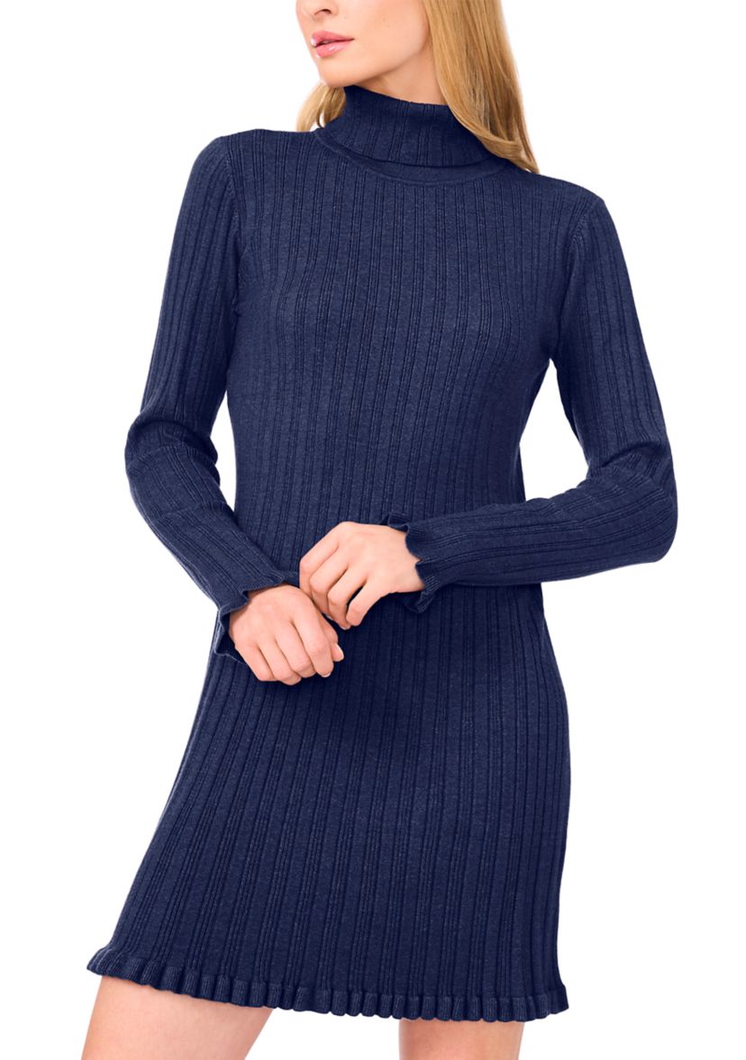 Womens Long Sleeve Turtleneck Sweater Dress
