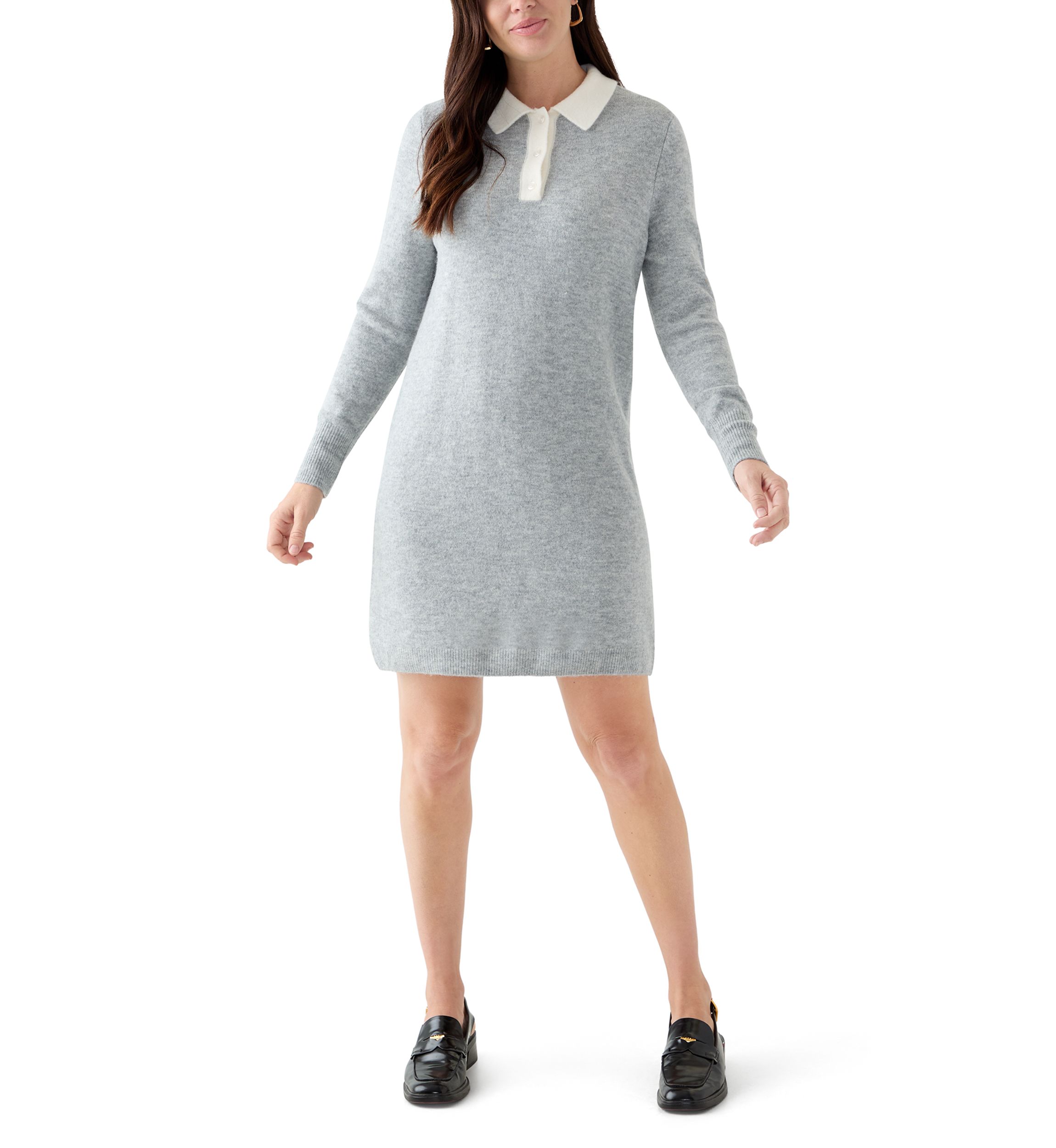 Womens Long Sleeve Polo Sweater Dress