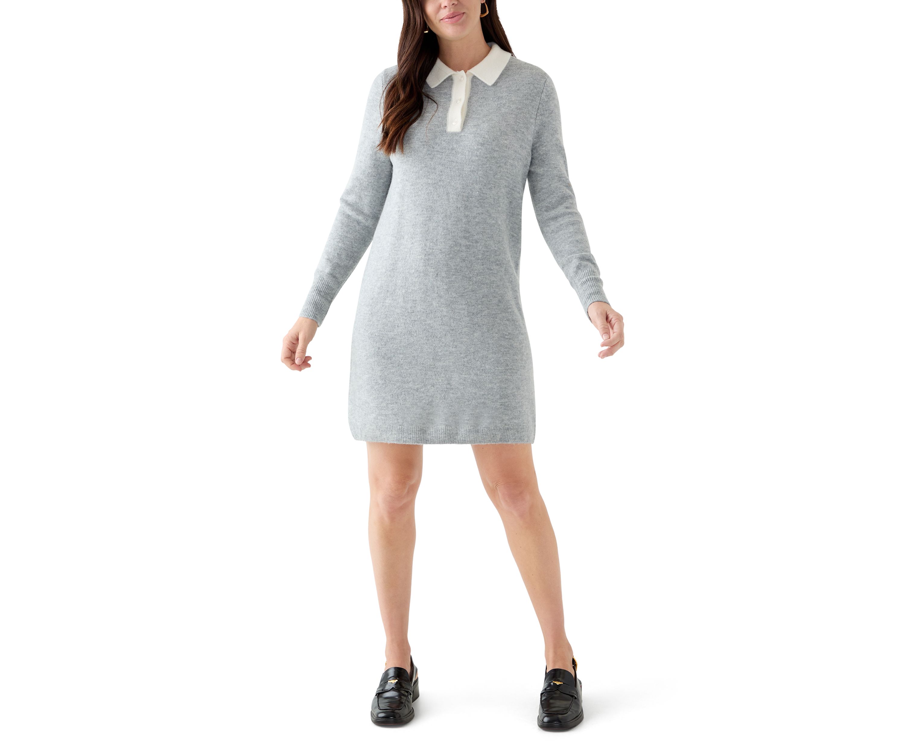 Womens Long Sleeve Polo Sweater Dress