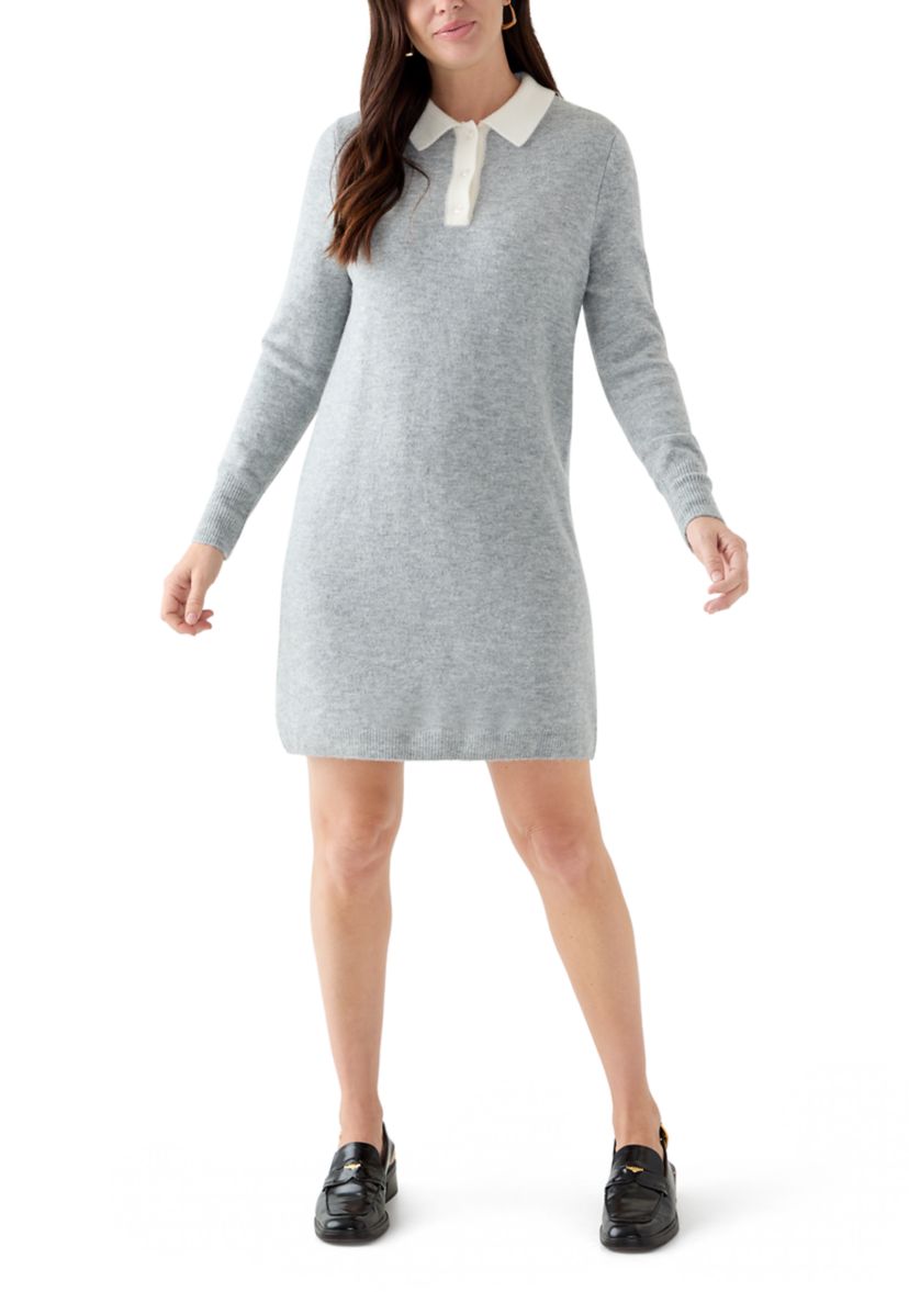 Womens Long Sleeve Polo Sweater Dress