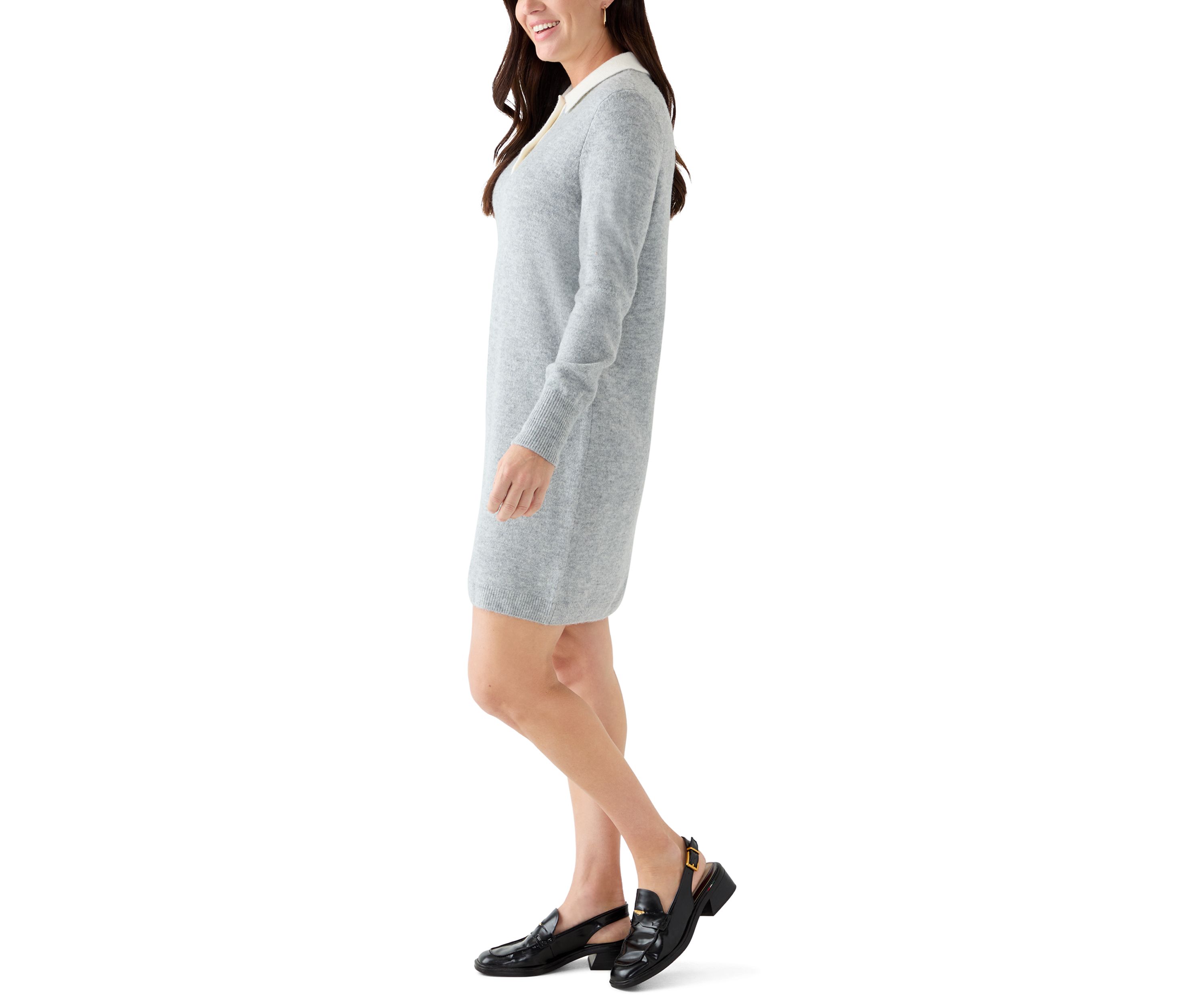 Womens Long Sleeve Polo Sweater Dress