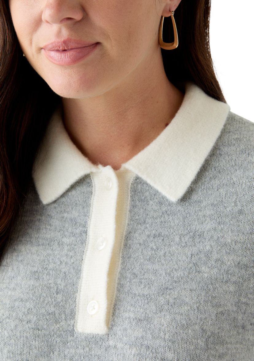 Womens Long Sleeve Polo Sweater Dress
