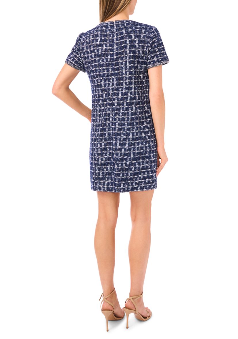 Womens Lurex Tweed A-Line Dress