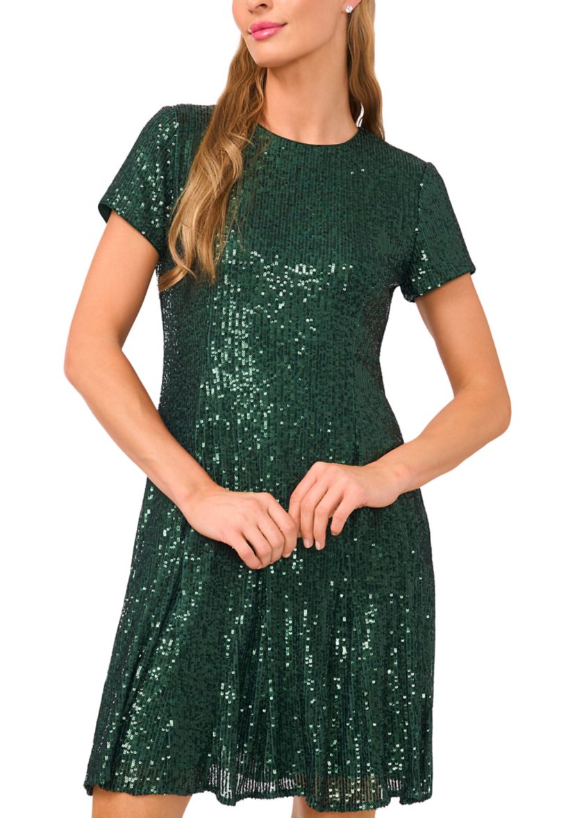 Womens Short Sleeve Sequin Dress