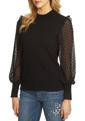 CeCe Ruffle Inset Turtleneck Sweater | belk