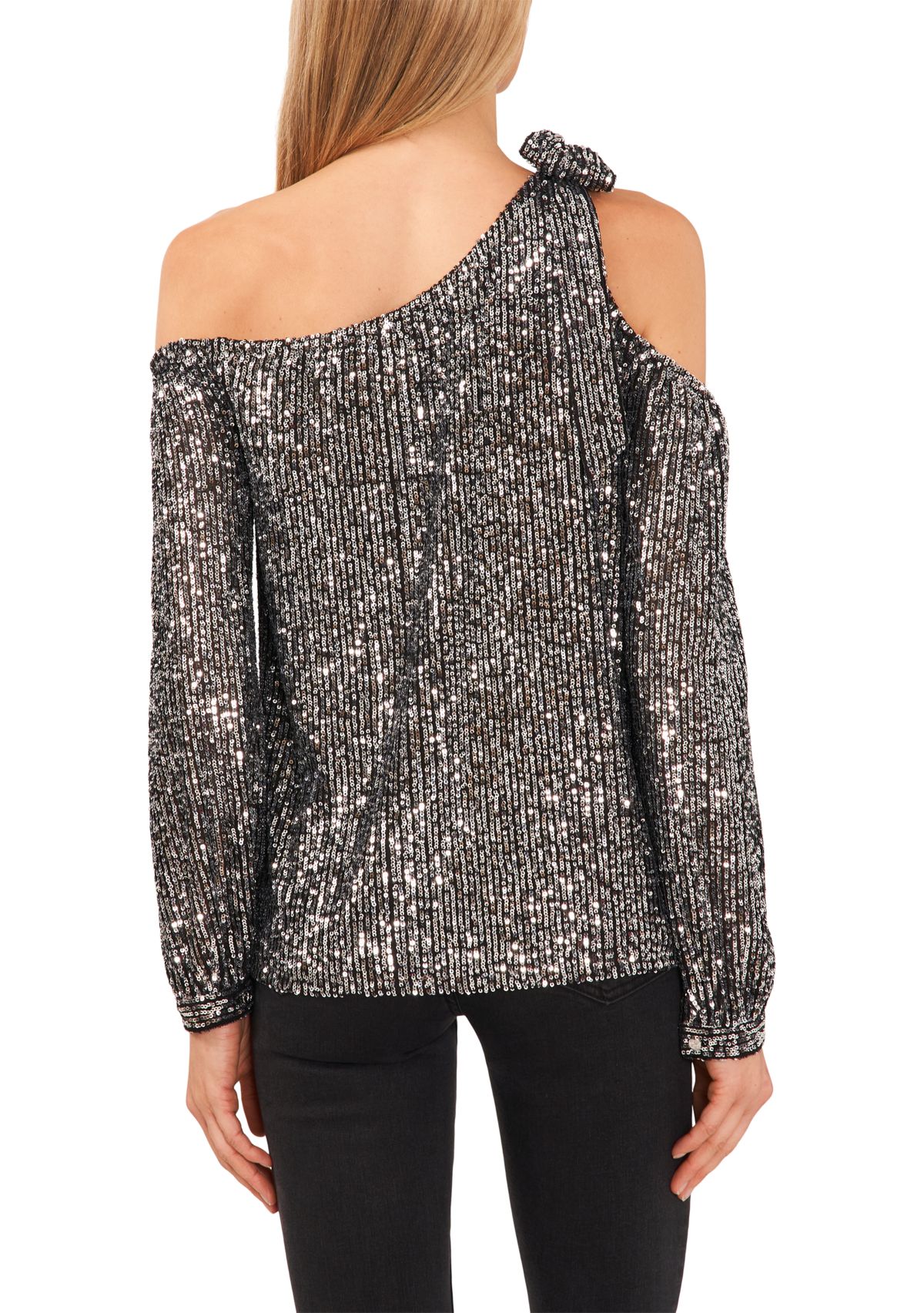 Womens Sequin One Shoulder Top
