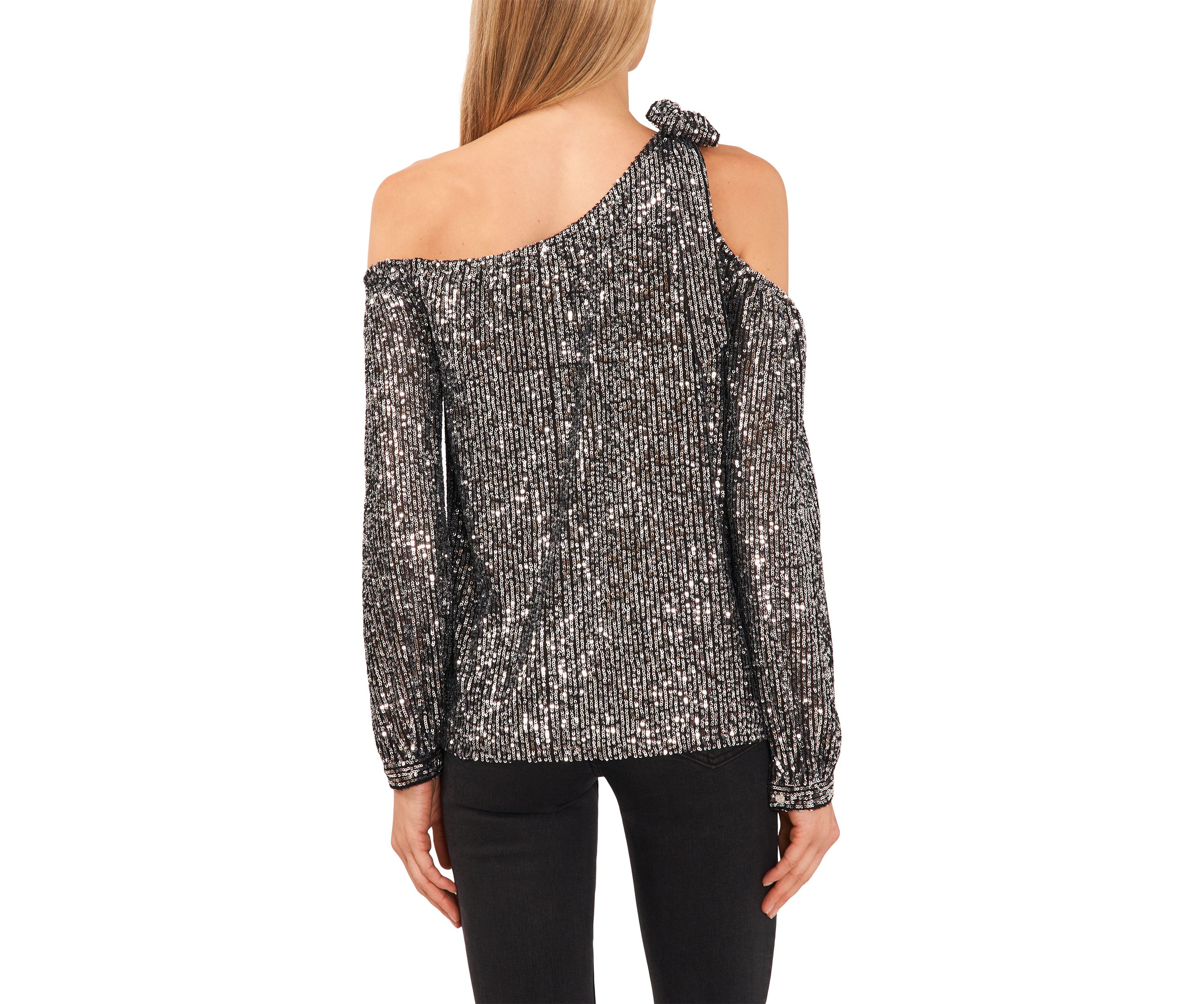 Womens Sequin One Shoulder Top