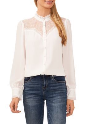 Women's Lace Button Front Blouse