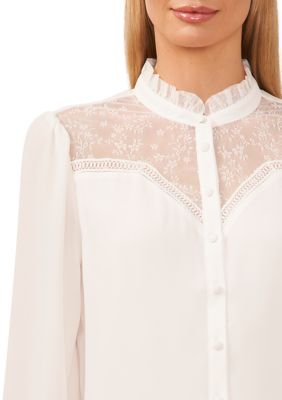 Women's Lace Button Front Blouse