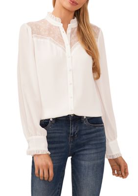 Women's Lace Button Front Blouse