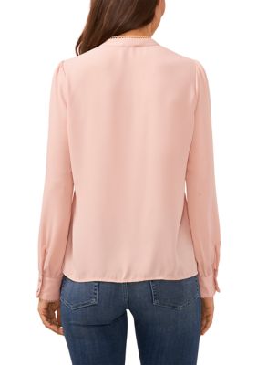 Wome's Long Sleeve Placket Button Down Top