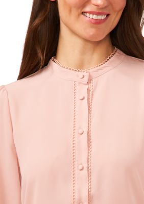 Wome's Long Sleeve Placket Button Down Top
