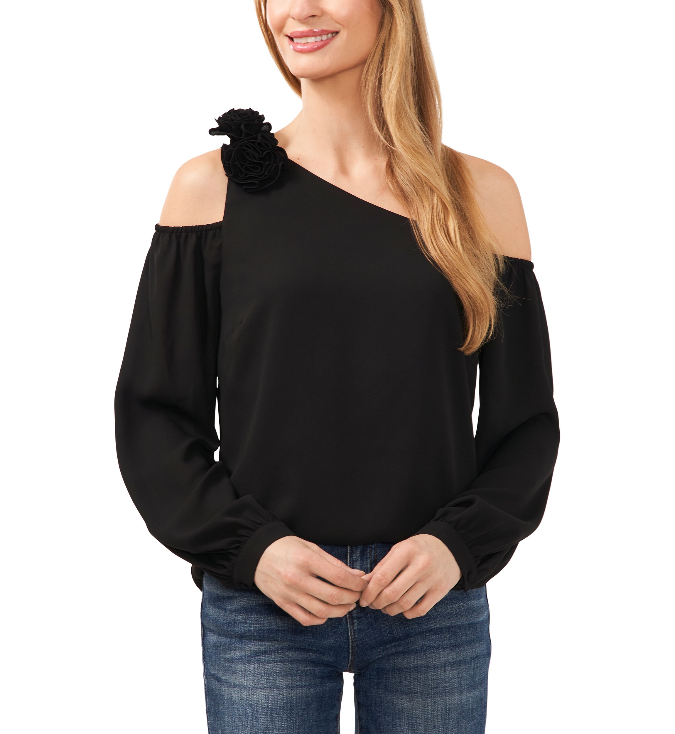 Womens Long Sleeve Asymmetrical One Shoulder Blouse