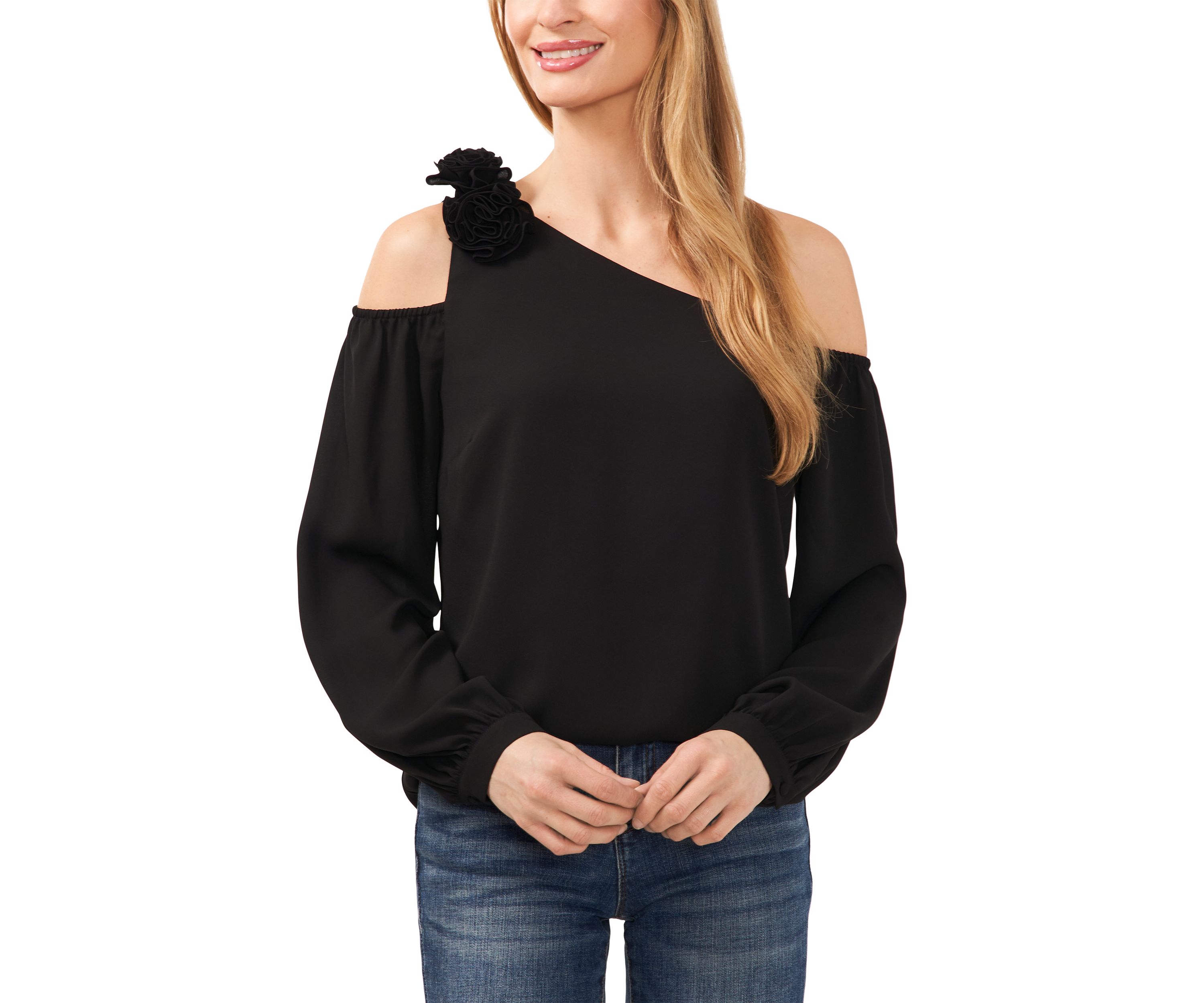 Womens Long Sleeve Asymmetrical One Shoulder Blouse