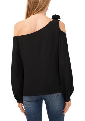 Women's Long Sleeve Asymmetrical One Shoulder Blouse