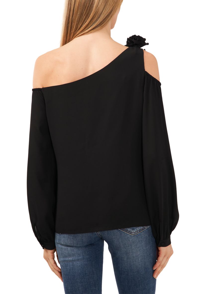 Womens Long Sleeve Asymmetrical One Shoulder Blouse