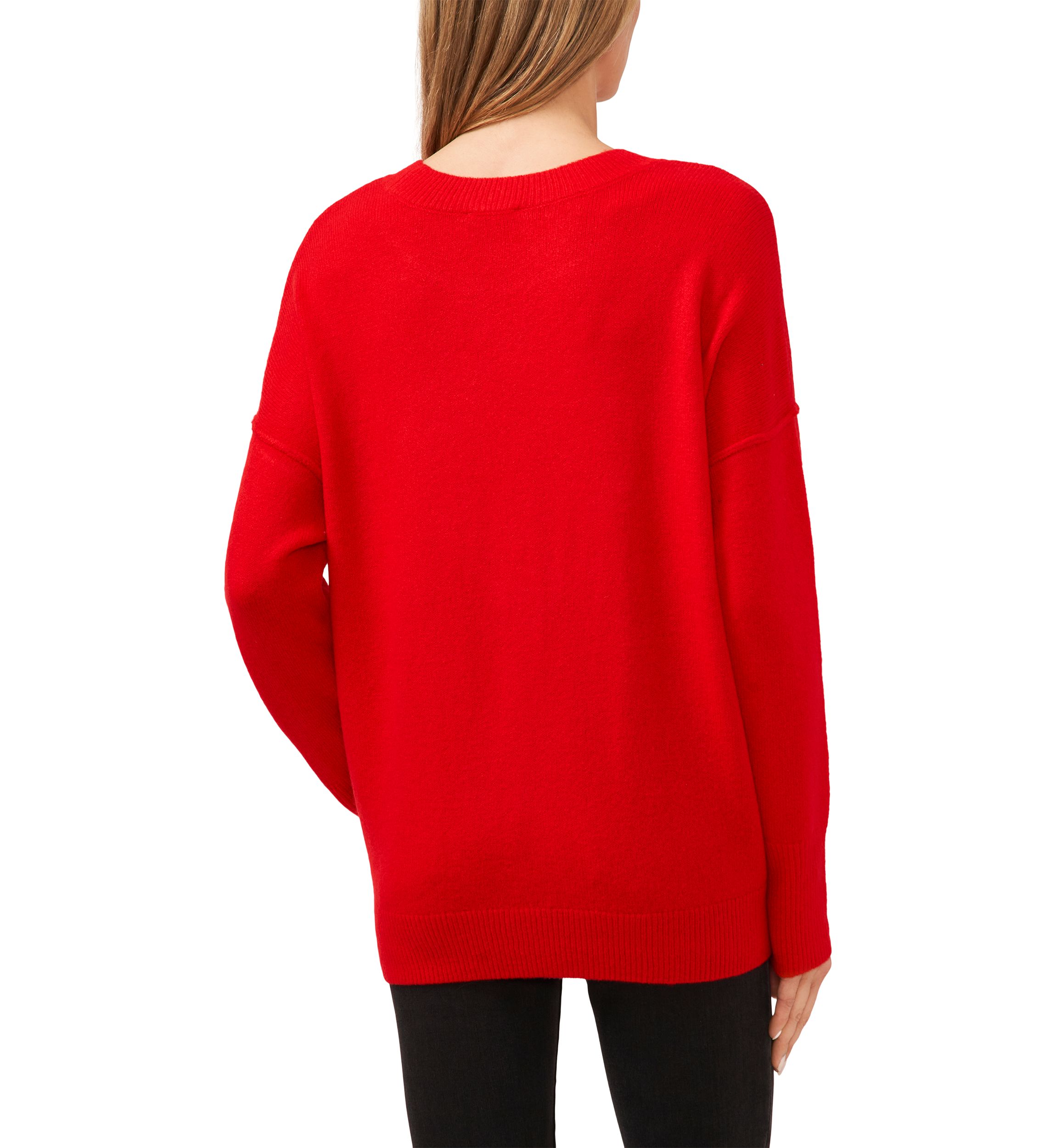Womens Crew Neck Heart Printed Sweater