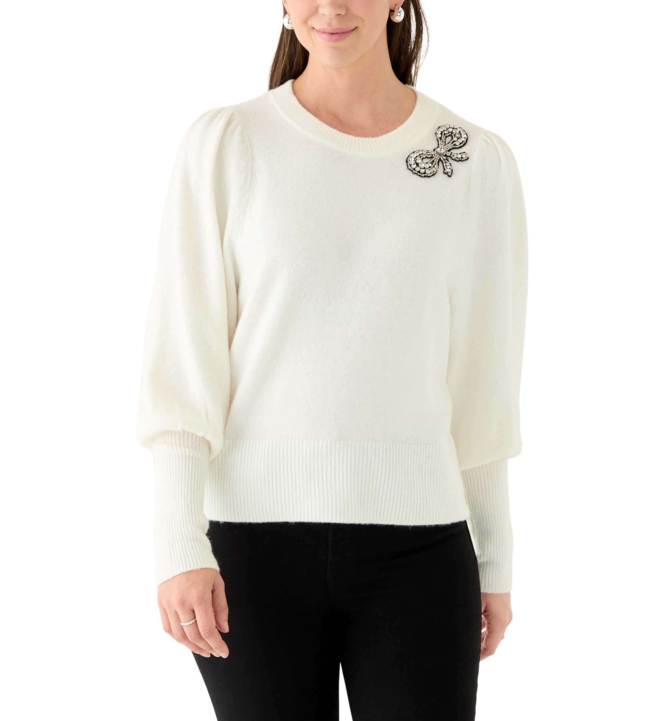 Womens Crew Neck Bow Sweater