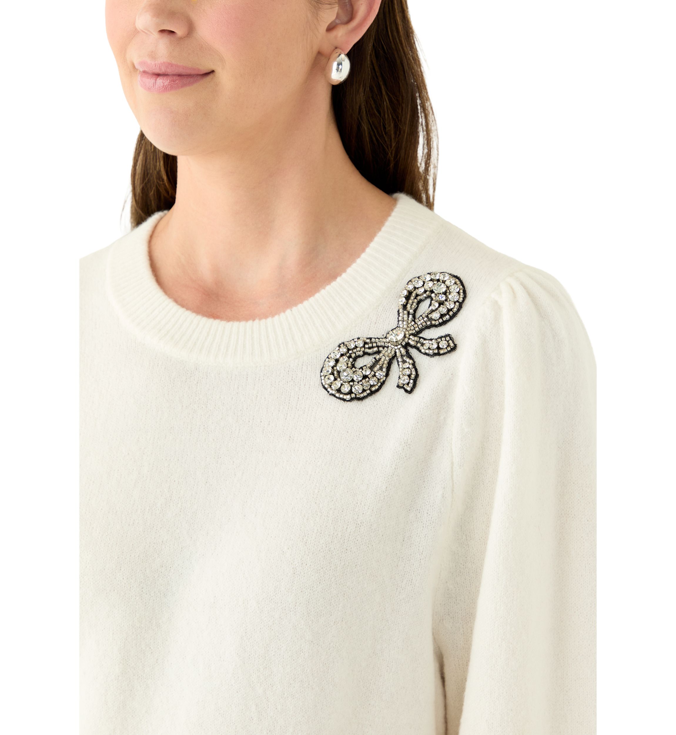 Womens Crew Neck Bow Sweater
