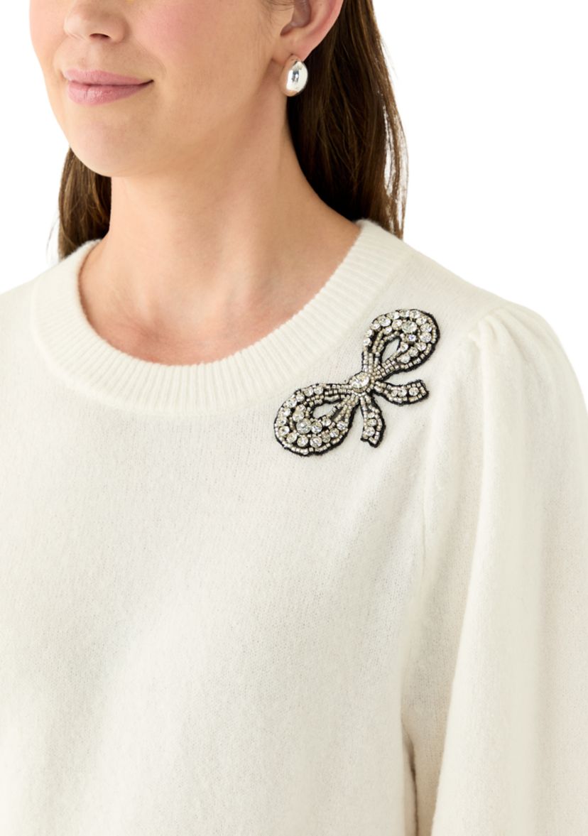 Womens Crew Neck Bow Sweater