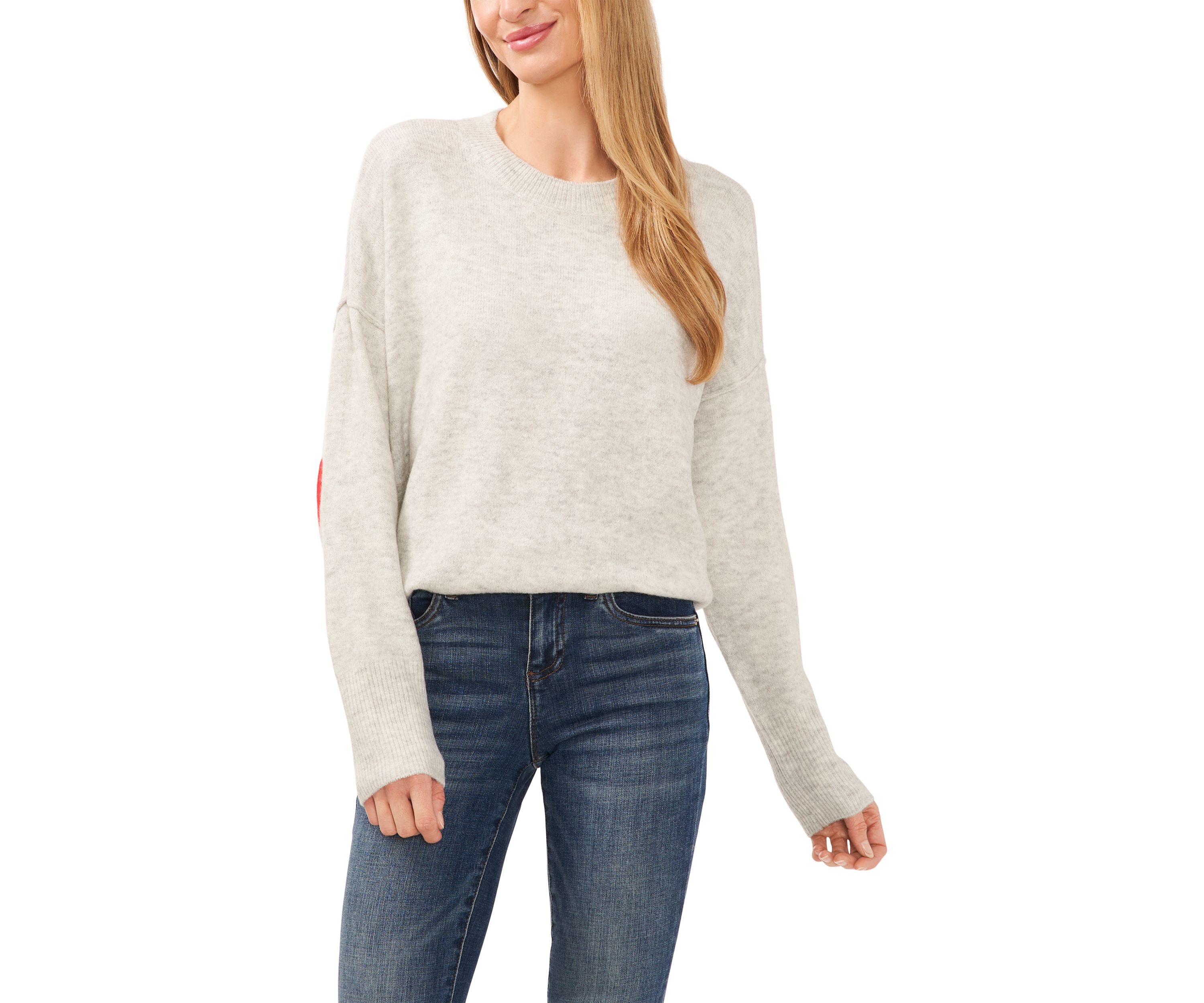Womens Long Sleeve Elbow Heart Sweater 