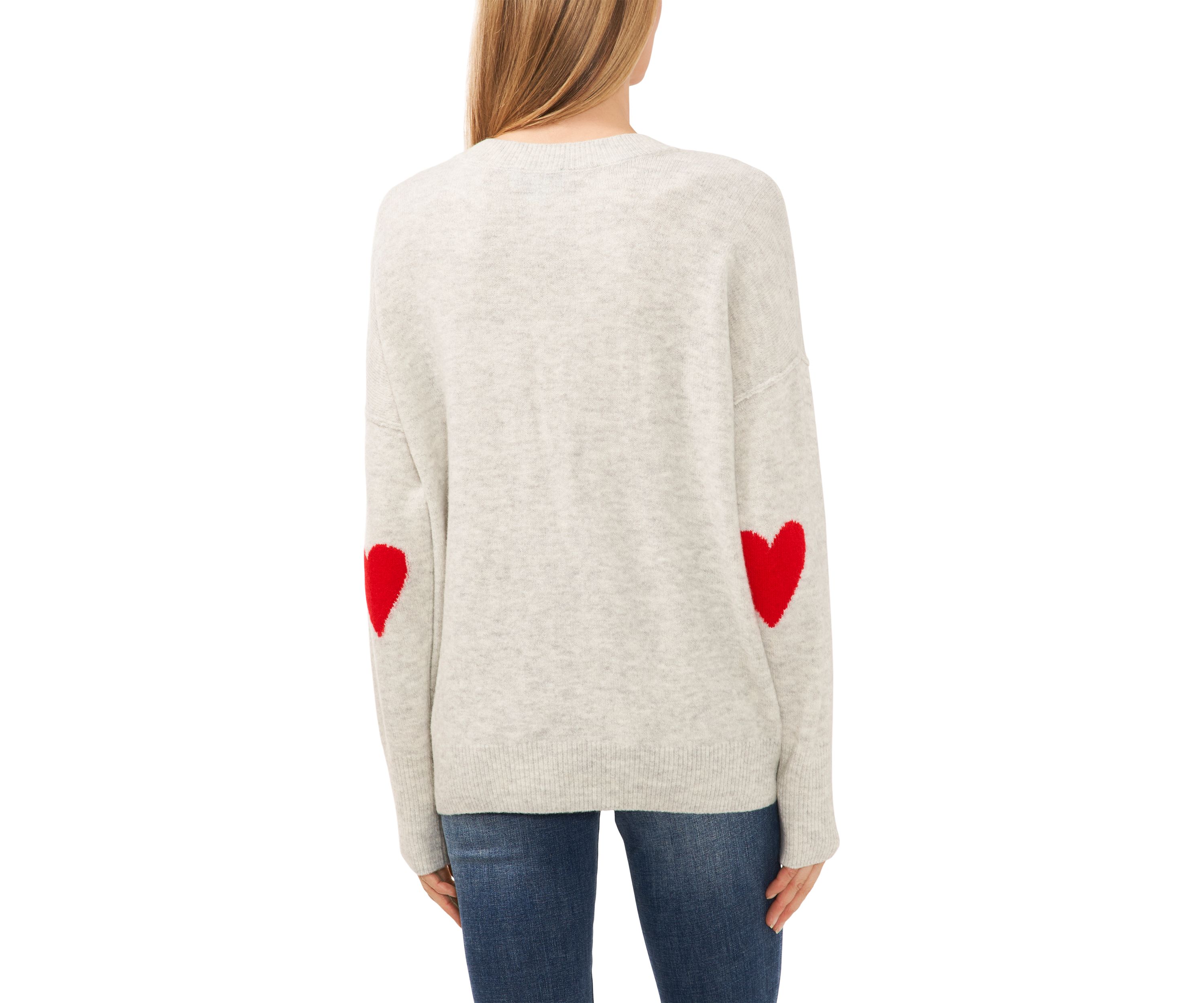 Womens Long Sleeve Elbow Heart Sweater 