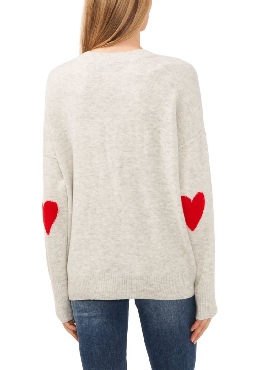 Womens Long Sleeve Elbow Heart Sweater 