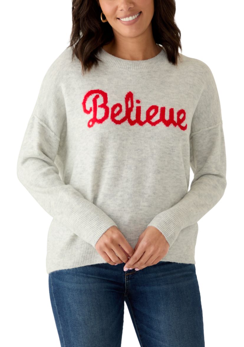 Womens Crew Neck Believe Sweater