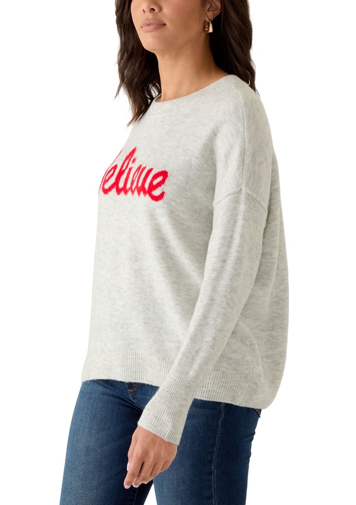Womens Crew Neck Believe Sweater