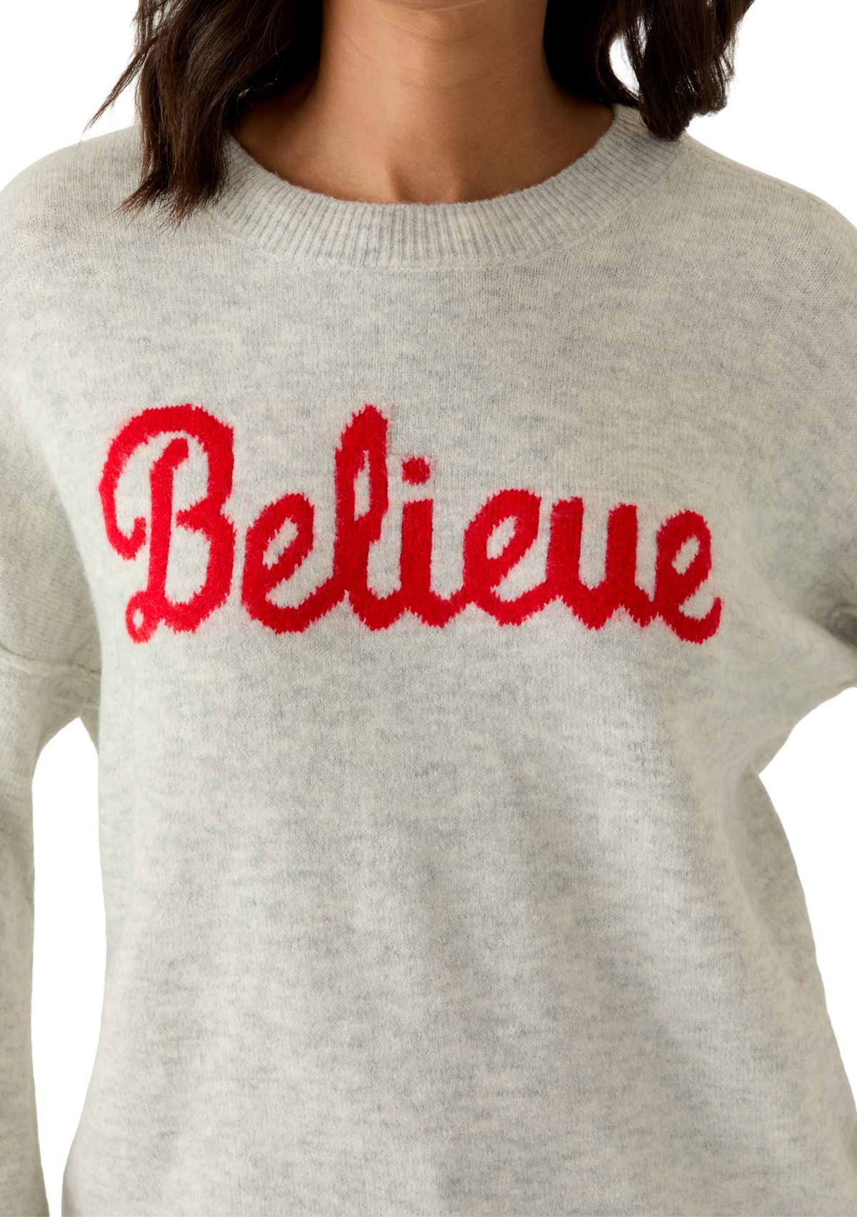 Womens Crew Neck Believe Sweater
