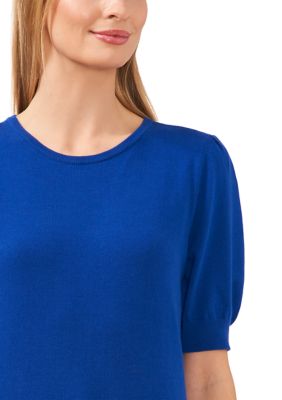 Women's Puff Sleeve Keyhole Back Sweater