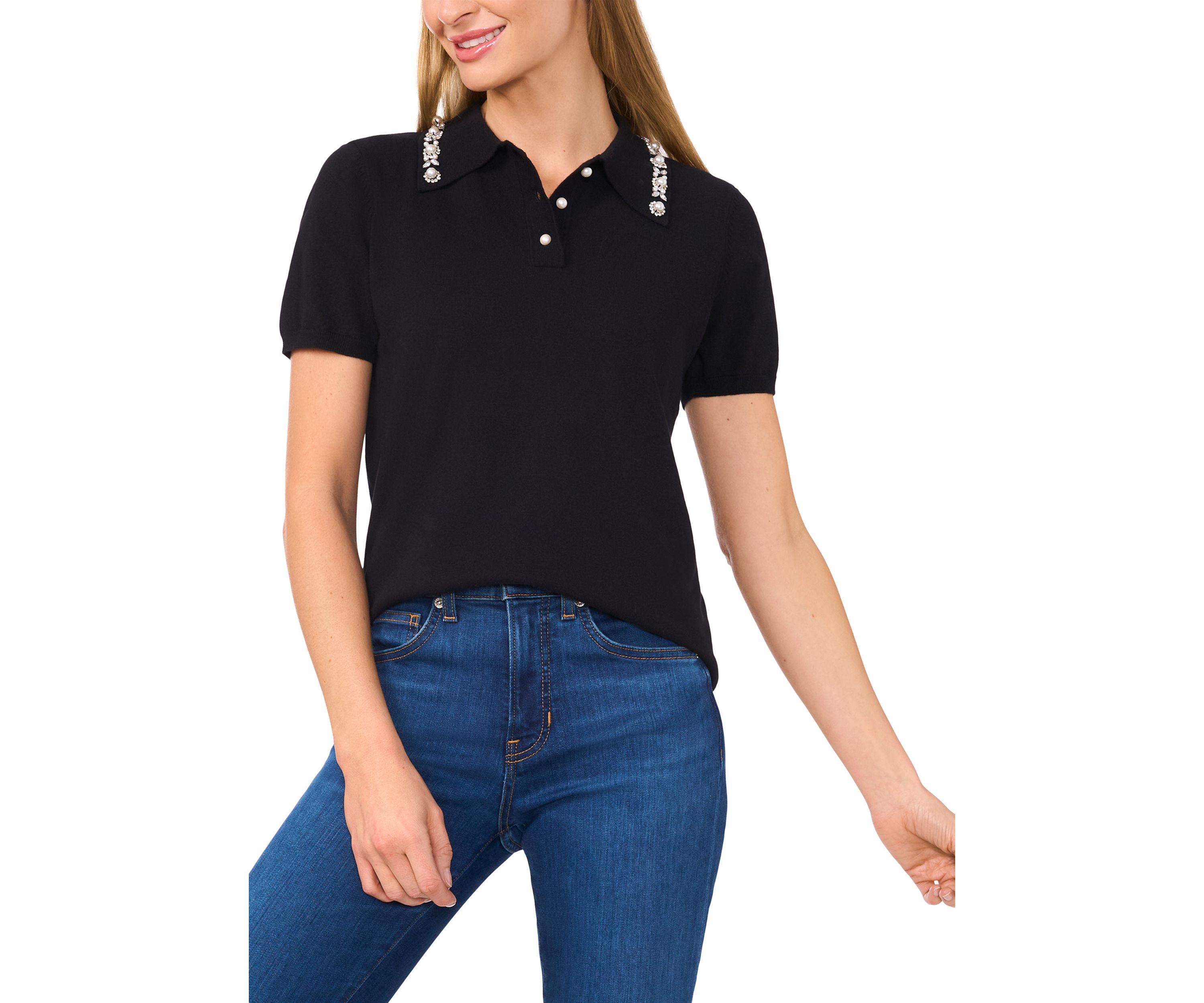 Womens Embroidered Collar Sweater