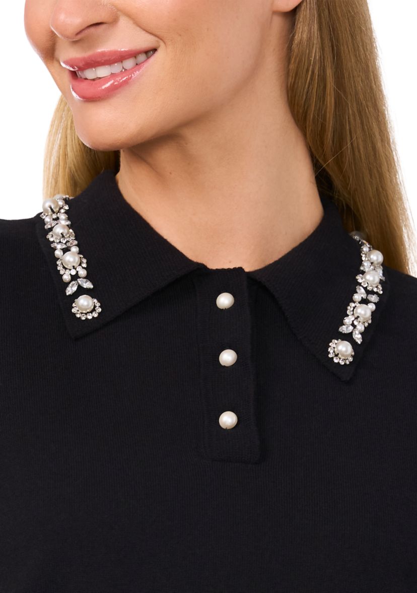 Womens Embroidered Collar Sweater