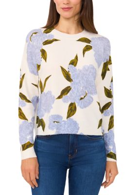 CeCe Women's Long Sleeve Crew Neck Sweater, Ivory, XS