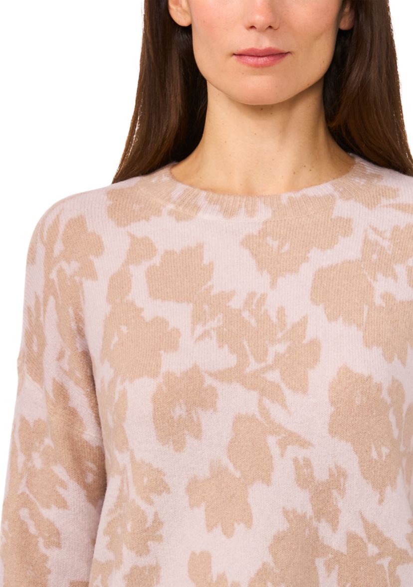 Womens Long Sleeve Floral Crew Neck Sweater
