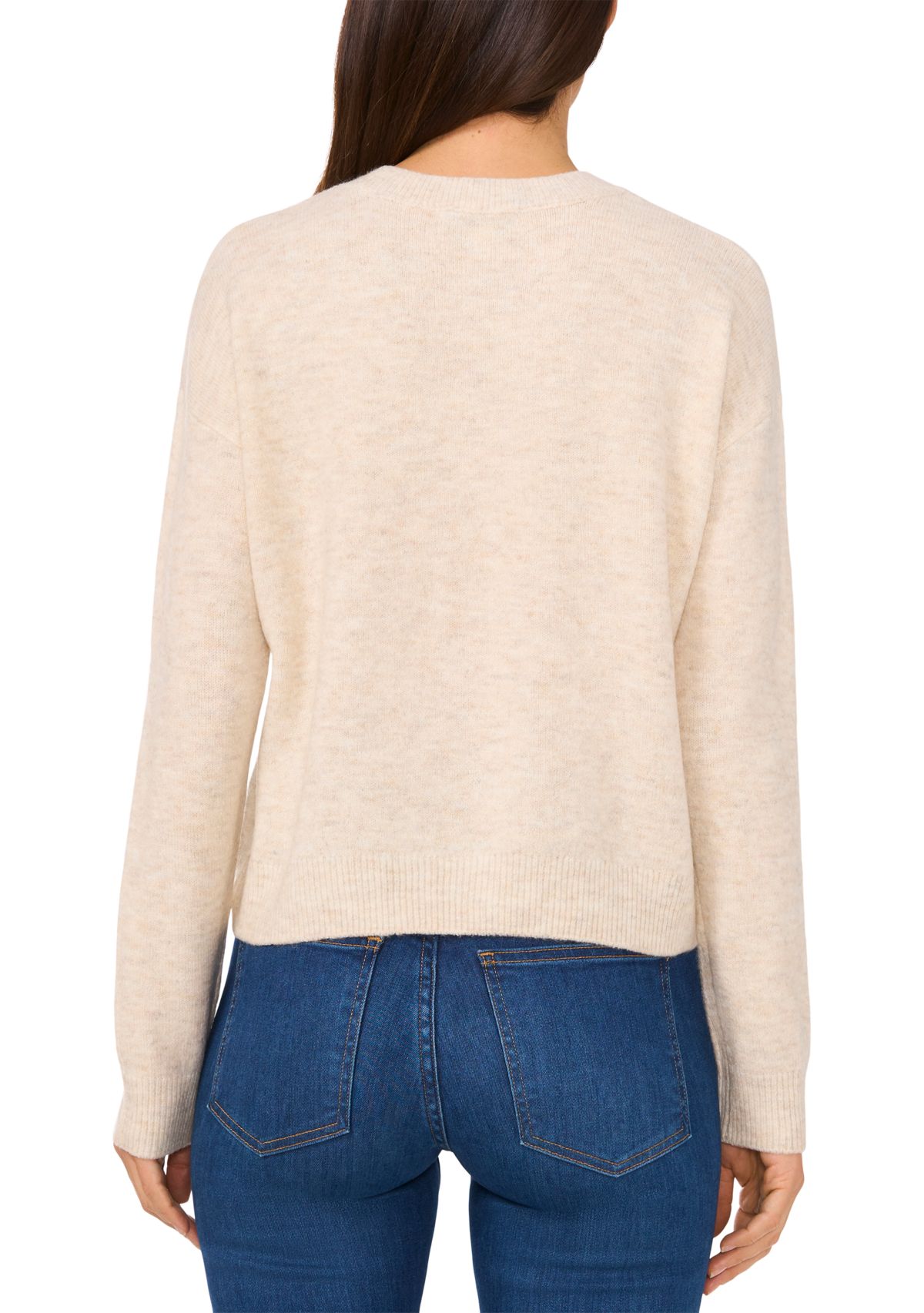 Womens Long Sleeve Placed Strawberry Sweater