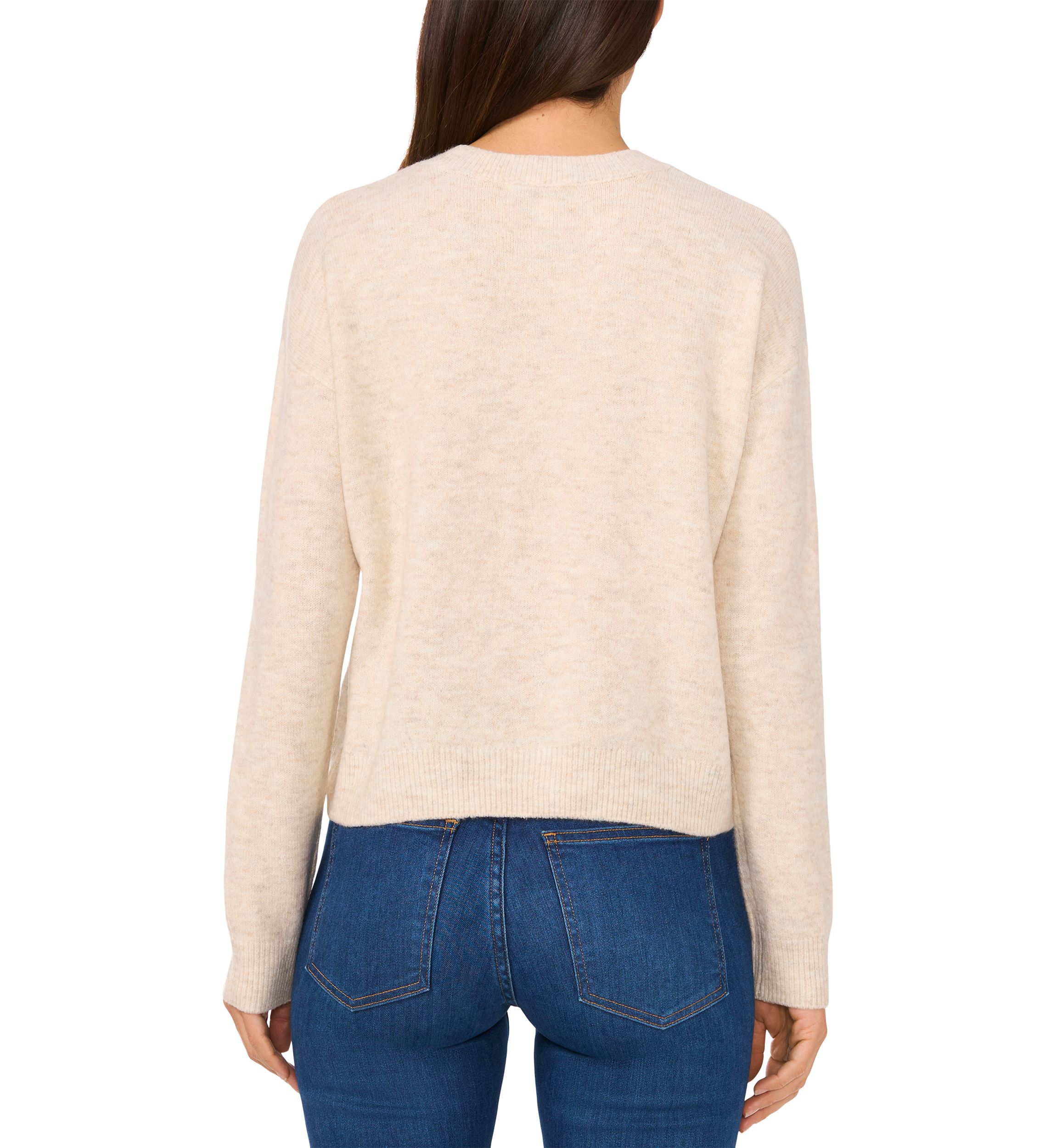 Womens Long Sleeve Placed Strawberry Sweater