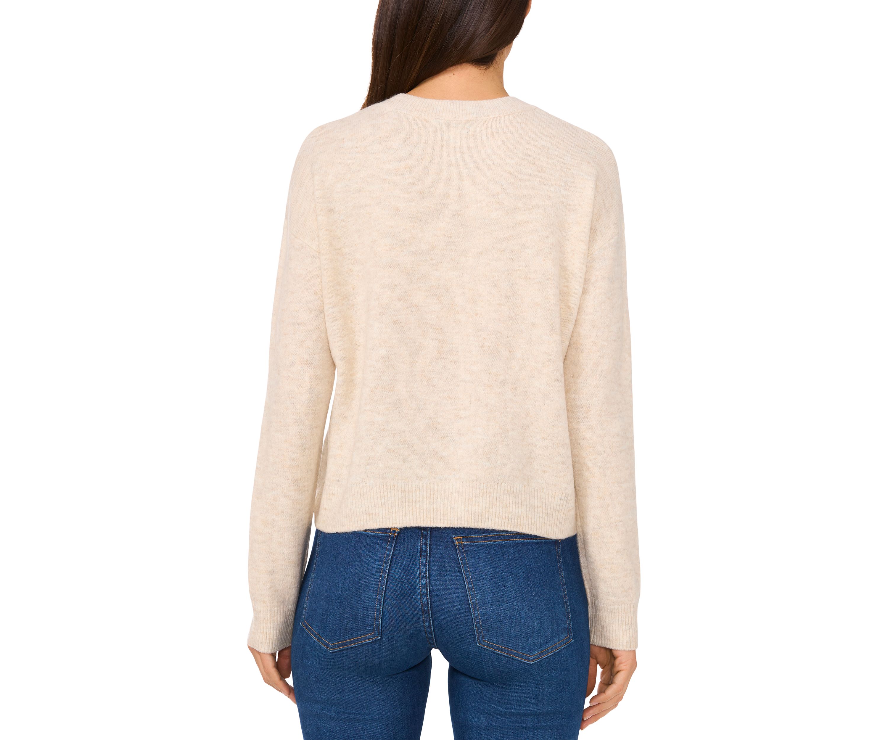 Womens Long Sleeve Placed Strawberry Sweater