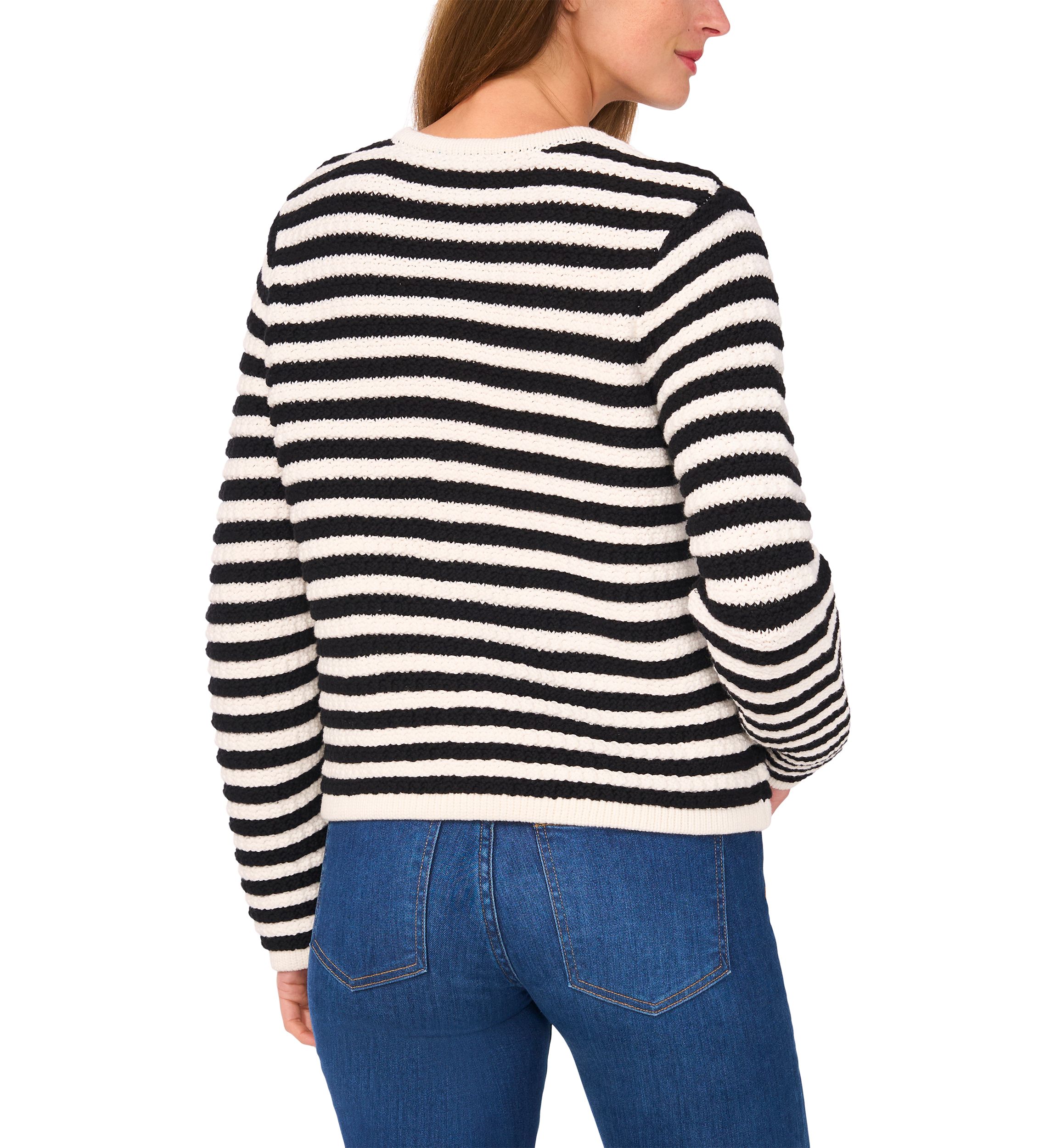 Womens Stripe Button Front Cardigan 