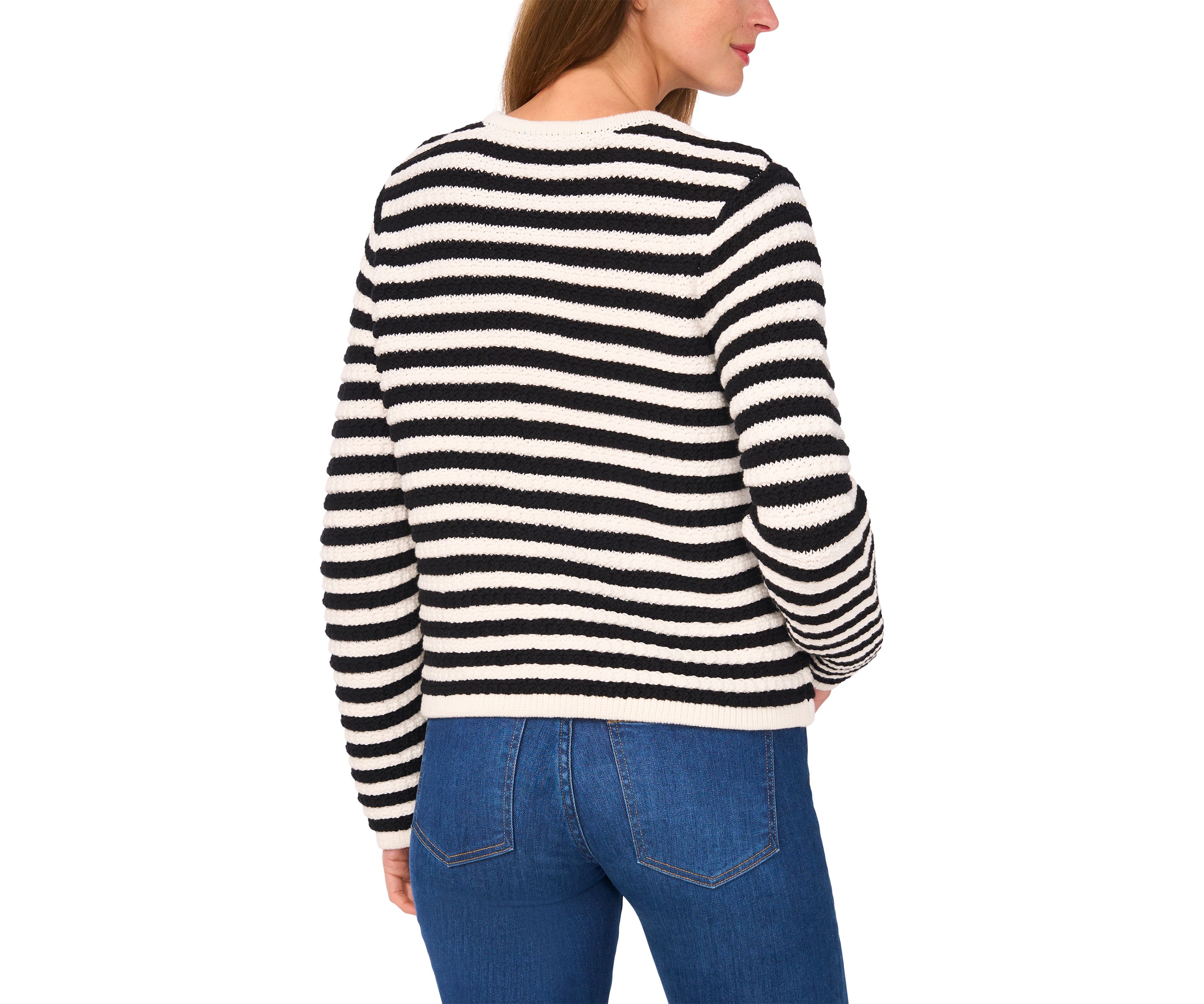 Womens Stripe Button Front Cardigan 