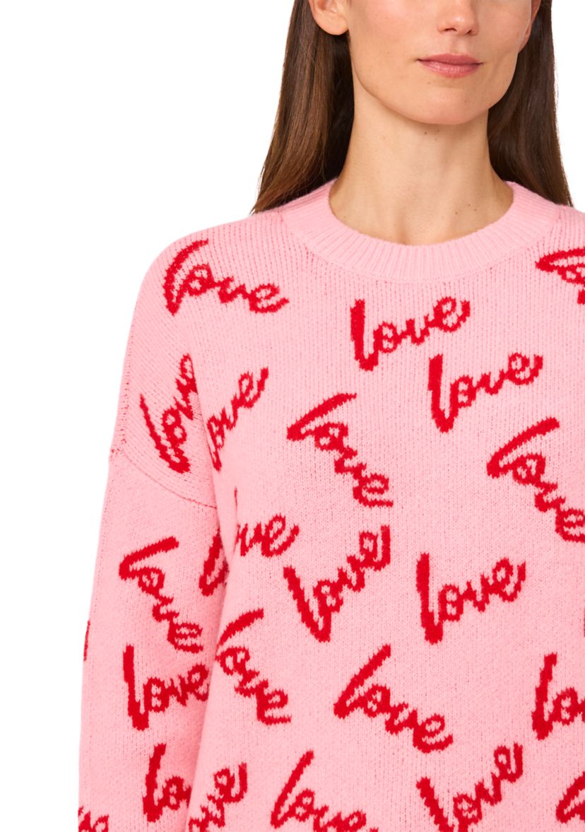Womens Long Sleeve Allover Love Sweater