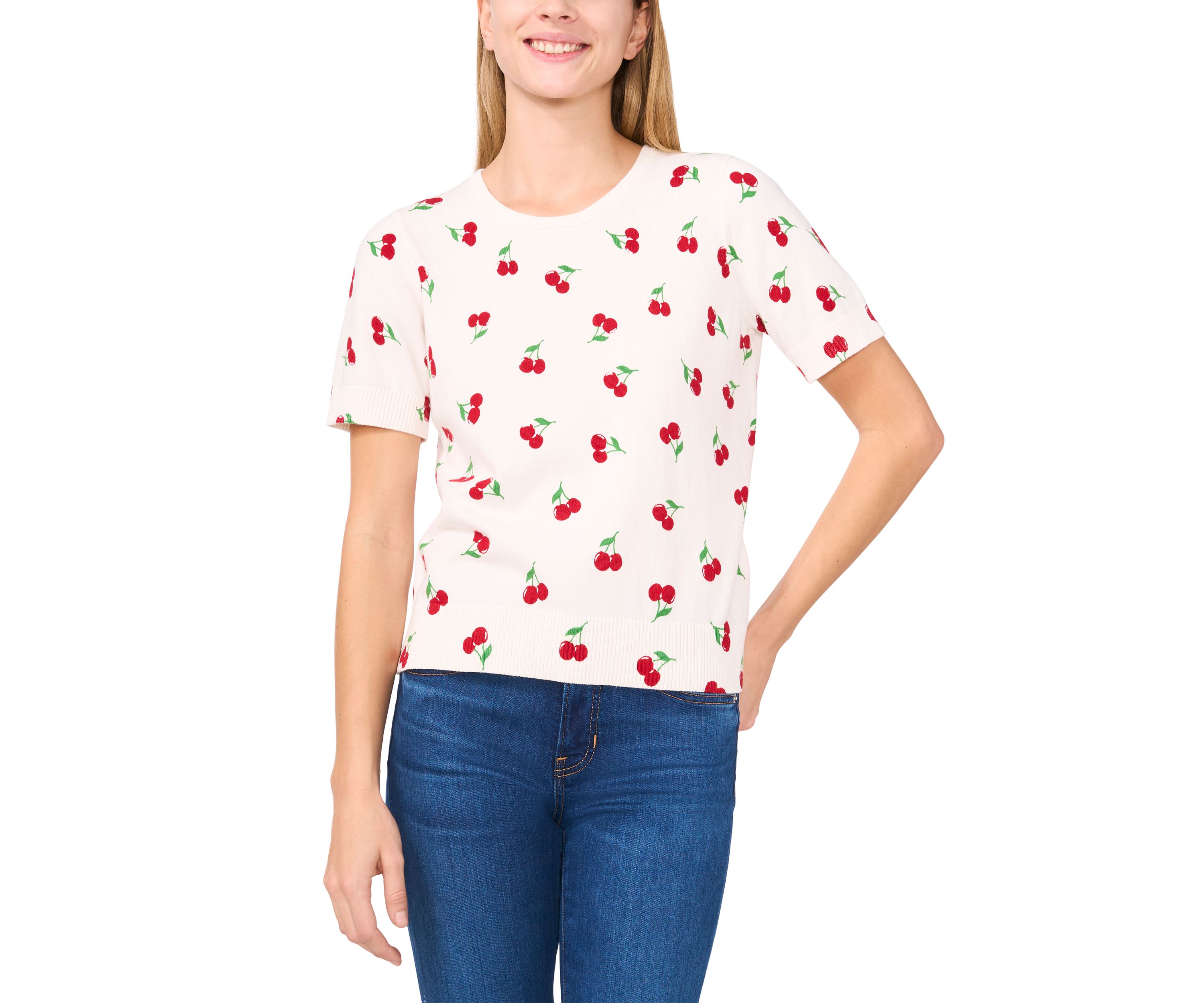Womens Short Sleeve Fruit Sweater