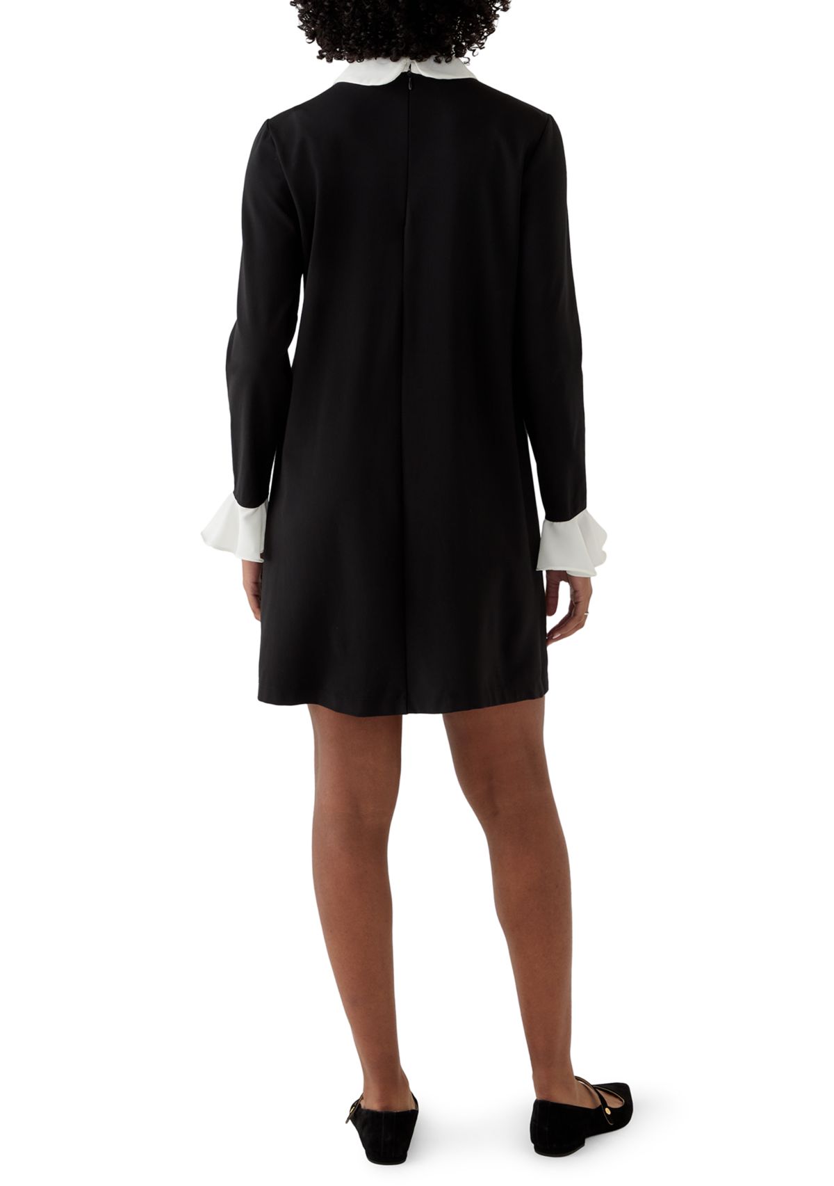 Womens Woven Collar Cuff Short Dress