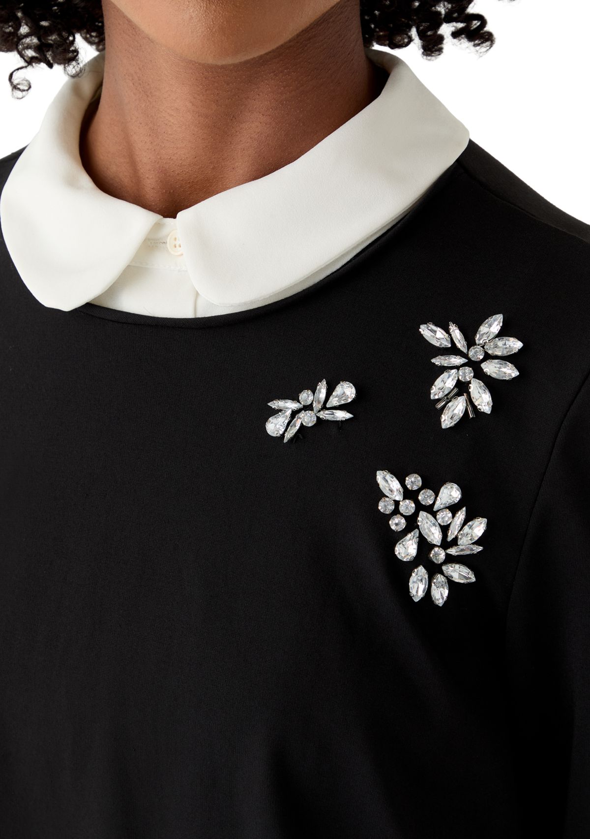 Womens Woven Collar Cuff Short Dress