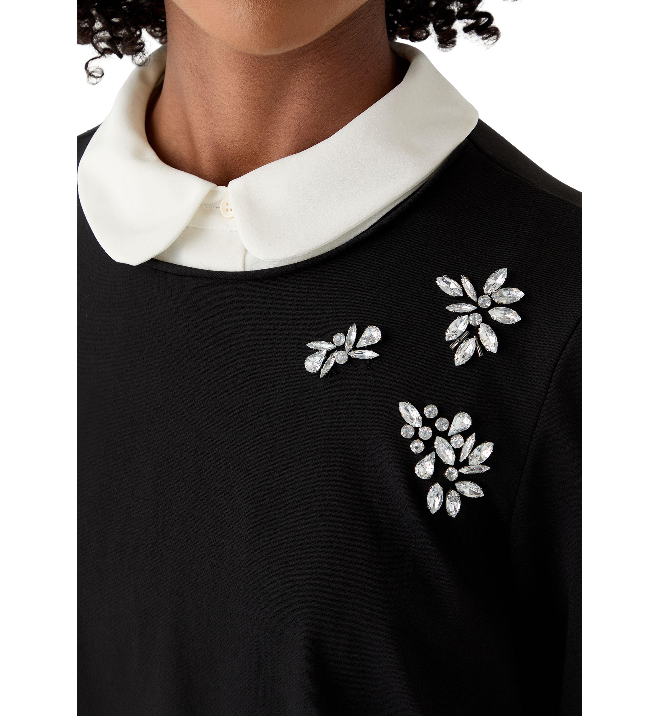 Womens Woven Collar Cuff Short Dress