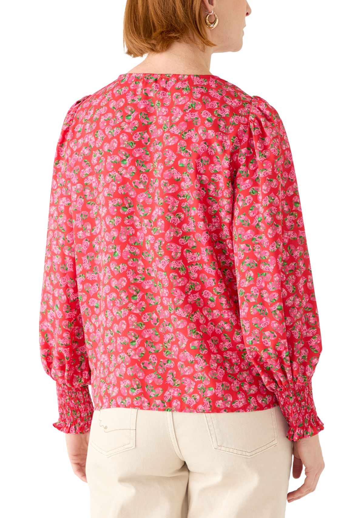 Womens Floral Heart Print Blouse