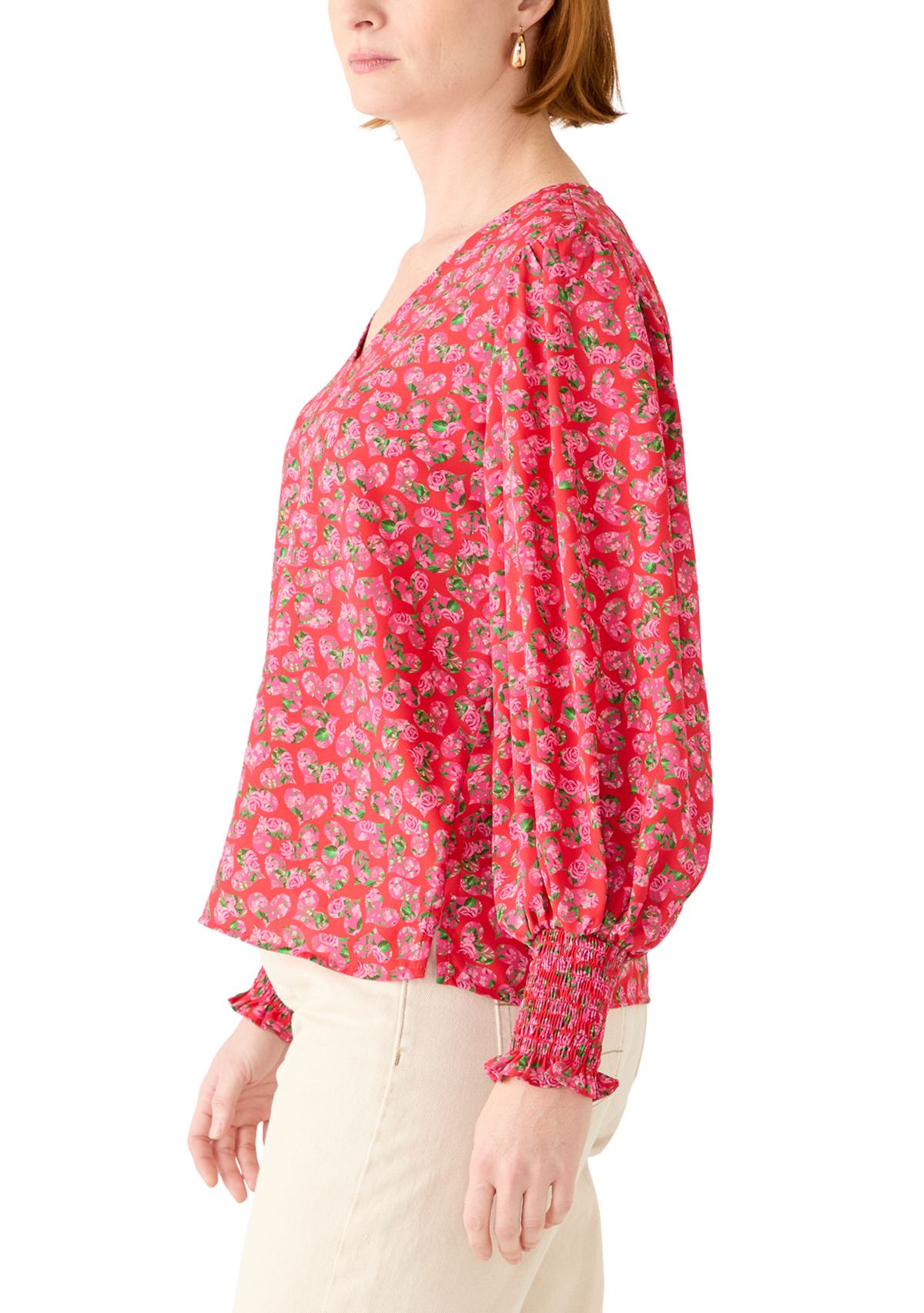 Womens Floral Heart Print Blouse